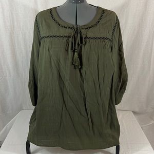 CJ Banks Women’s Plus Size 2X Dark Green Tunic w 3/4 length sleeves